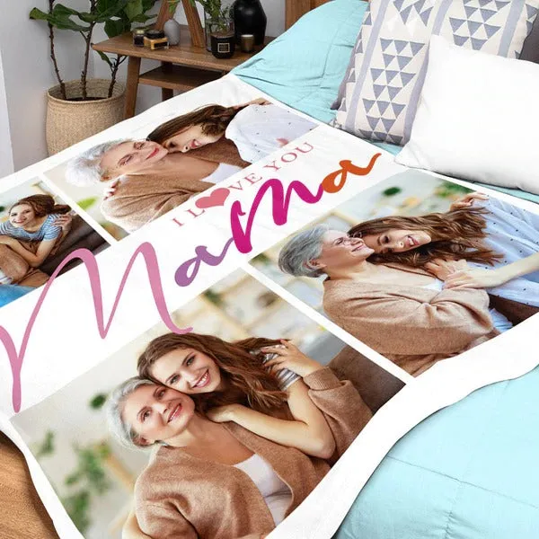 Custom I Love You Mama Photo Blanket-Mother's Day Blanket