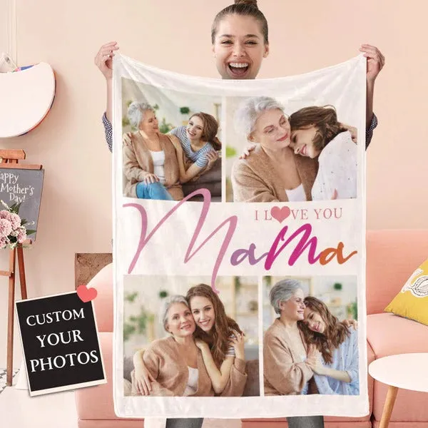 Custom I Love You Mama Photo Blanket-Mother's Day Blanket