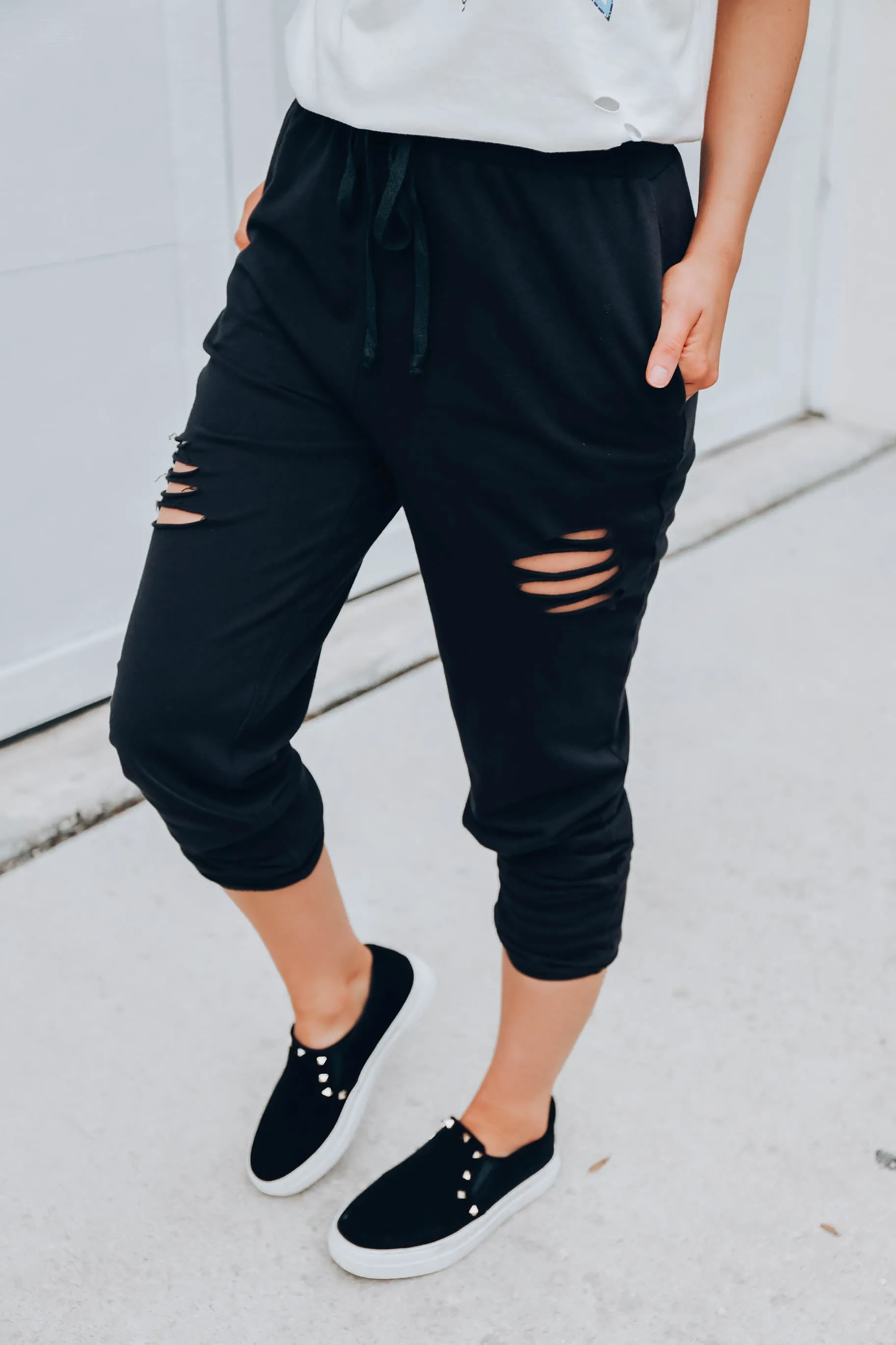 De-Stress Comfy Distressed Joggers S-3X