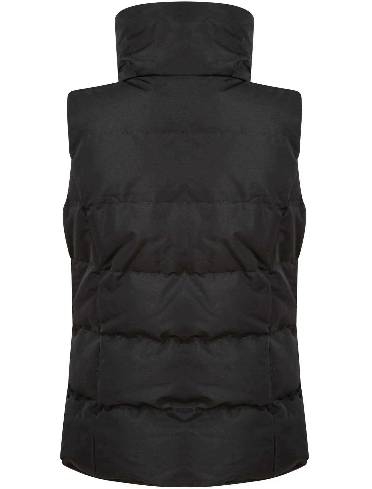 Dee Funnel Neck Quilted Puffer Gilet With Badge in Black - Tokyo Laundry