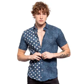 Disappearing Act Seersucker Short Sleeve Shirt - Navy