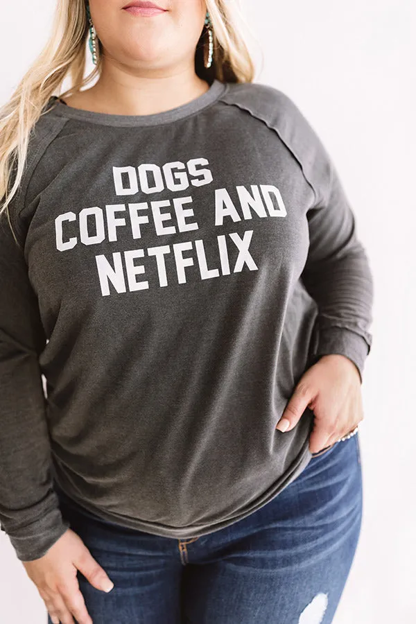 Dogs And Coffee Sweatshirt In Charcoal Curves