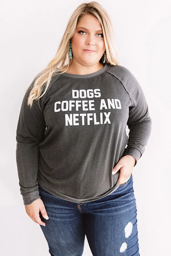 Dogs And Coffee Sweatshirt In Charcoal Curves