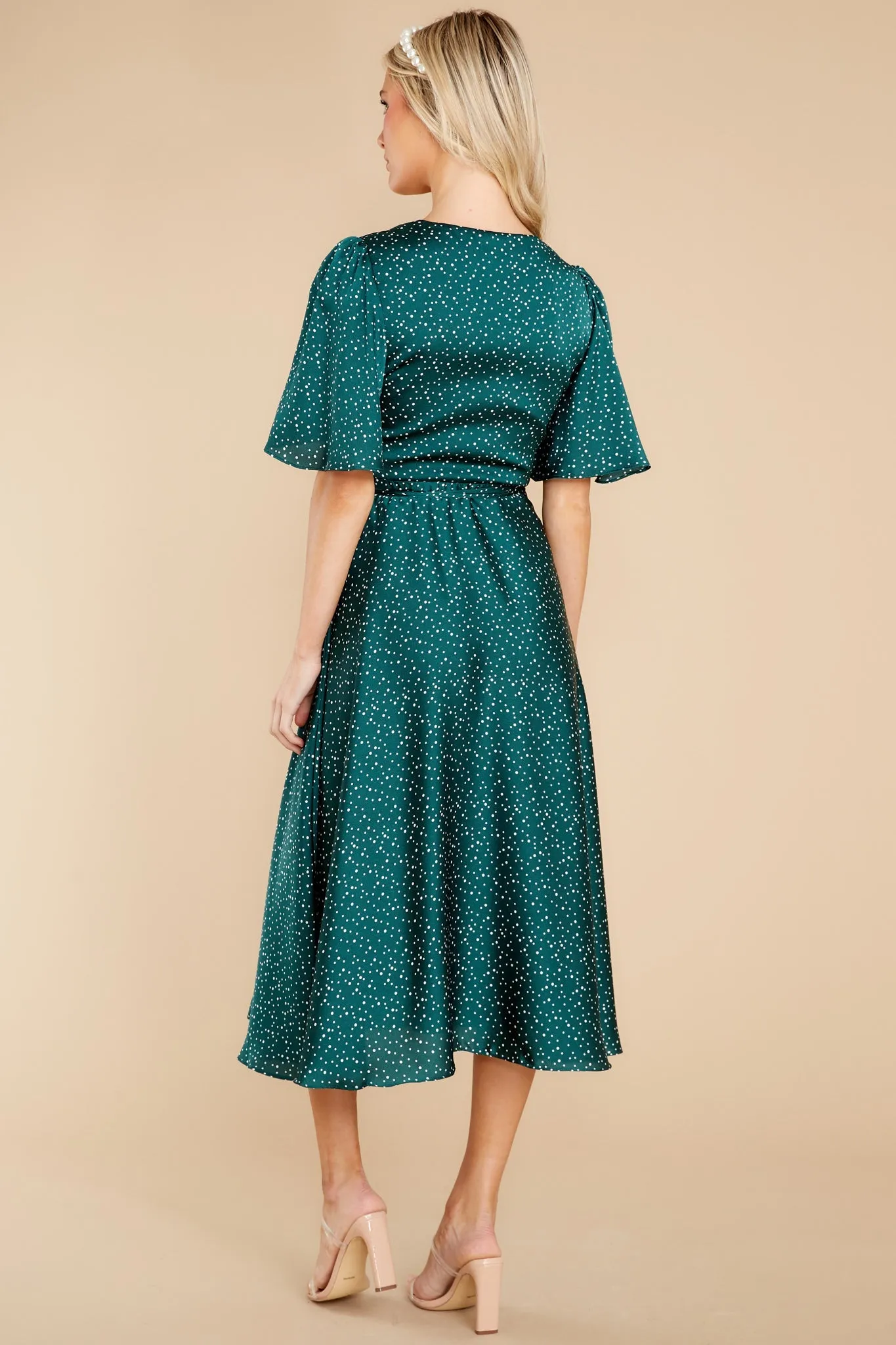 Dot Off The Press Green Wrap Dress