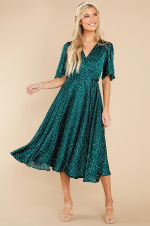 Dot Off The Press Green Wrap Dress