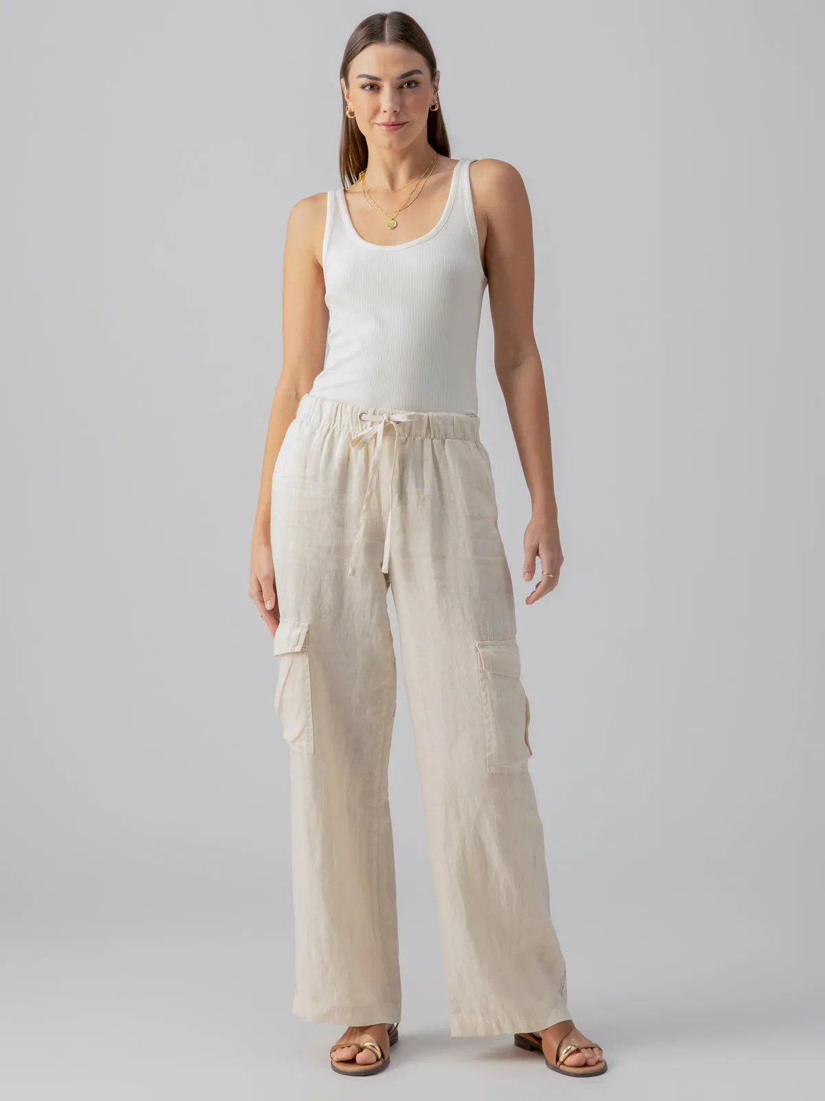 Drift Linen Cargo Semi-High Rise Pant Birch