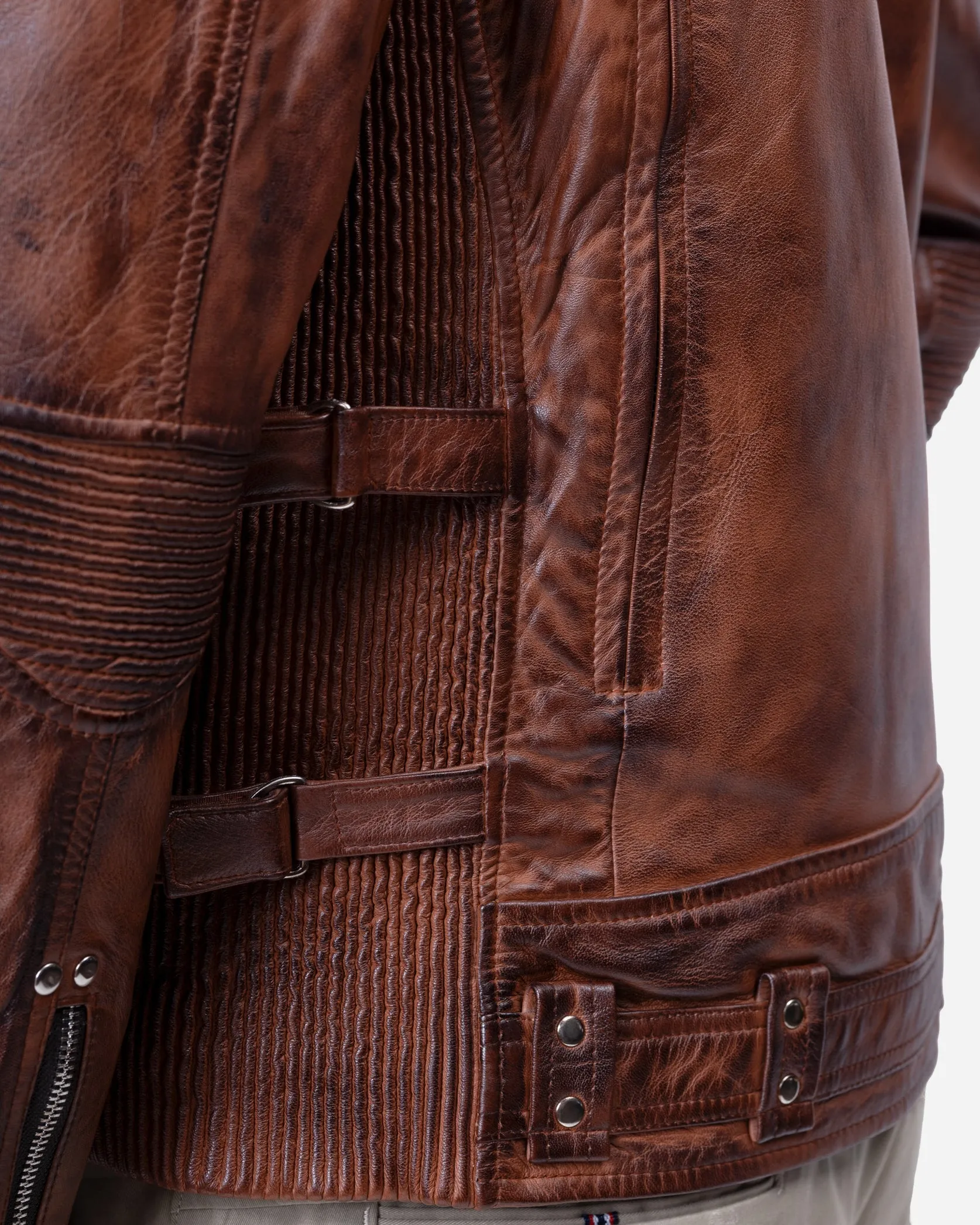 Duncan Brown Biker Leather Bomber Jacket