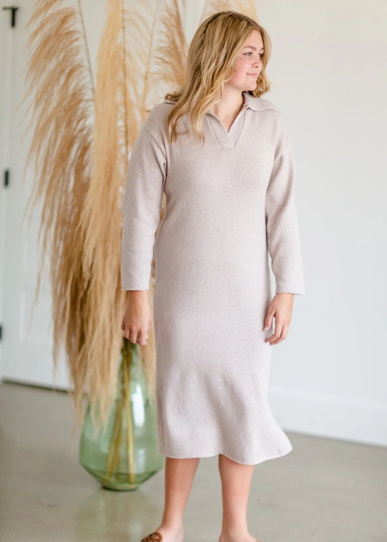 Dusty Lilac Knit Sweater Dress - FINAL SALE