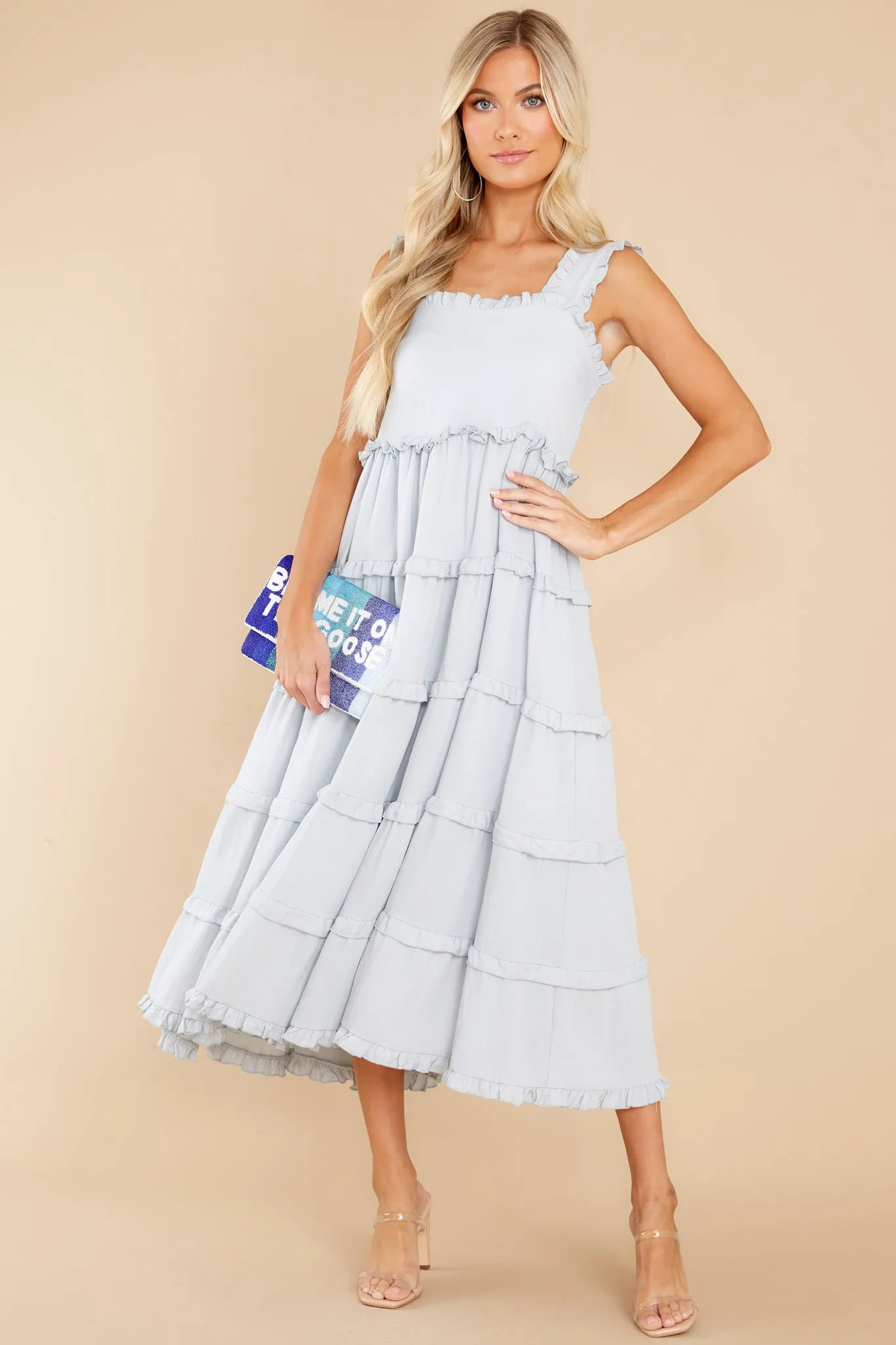 Easy Morning Light Blue Midi Dress