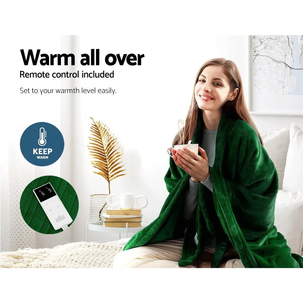 Electric Throw Rug Heated Blanket Washable Snuggle Flannel Winter Green