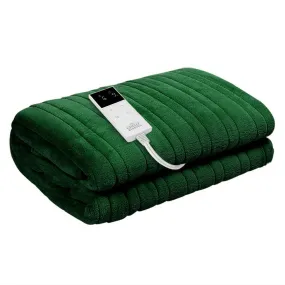 Electric Throw Rug Heated Blanket Washable Snuggle Flannel Winter Green