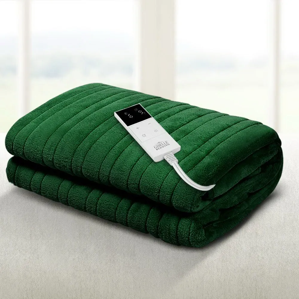 Electric Throw Rug Heated Blanket Washable Snuggle Flannel Winter Green