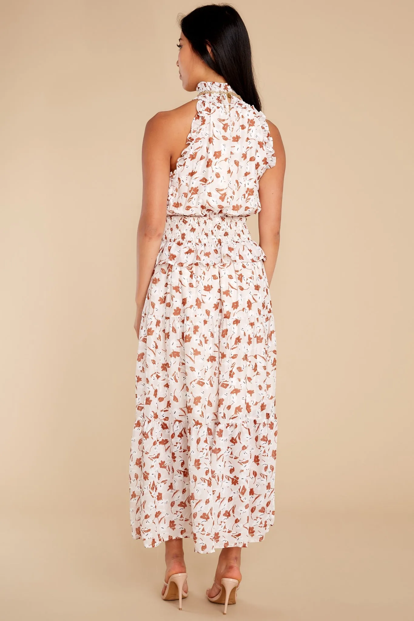 Elena Cream Floral Midi Dress