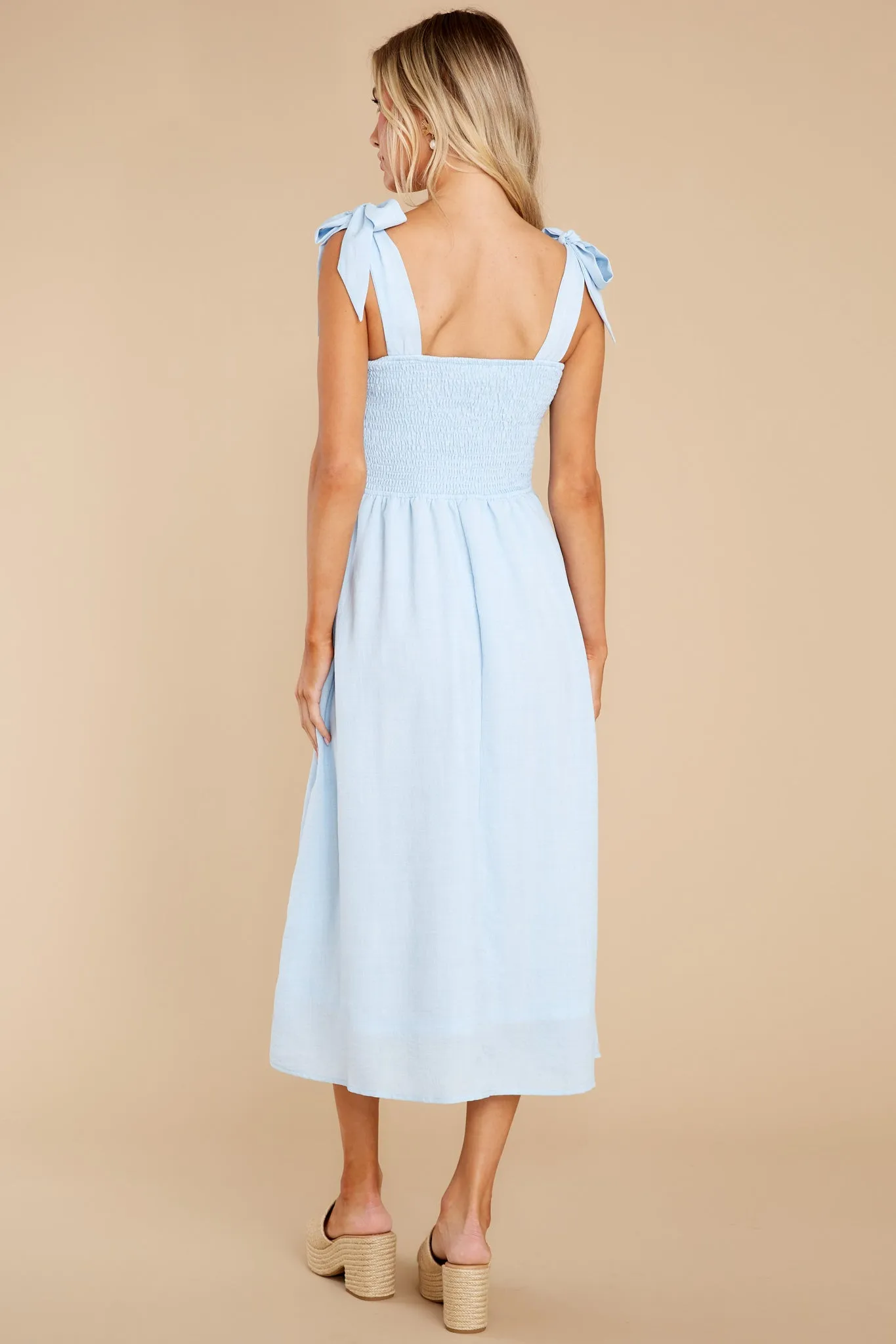 Falling For You Again Light Blue Midi Dress