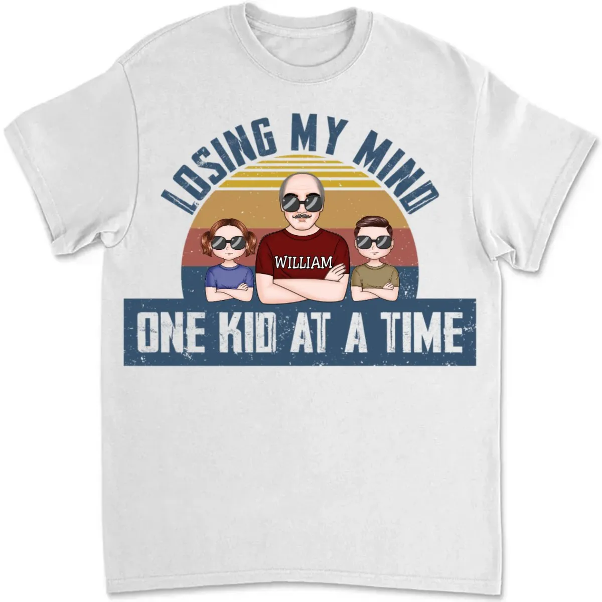 Family - Dad Losing My Mind One Kid At A Time - Personalized T-shirt