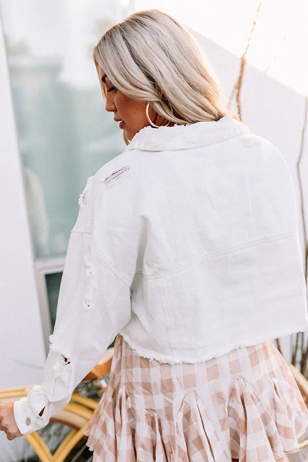 Famous Forever Distressed Denim Jacket In White