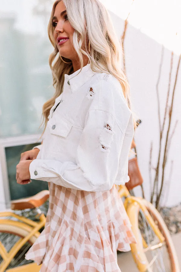 Famous Forever Distressed Denim Jacket In White