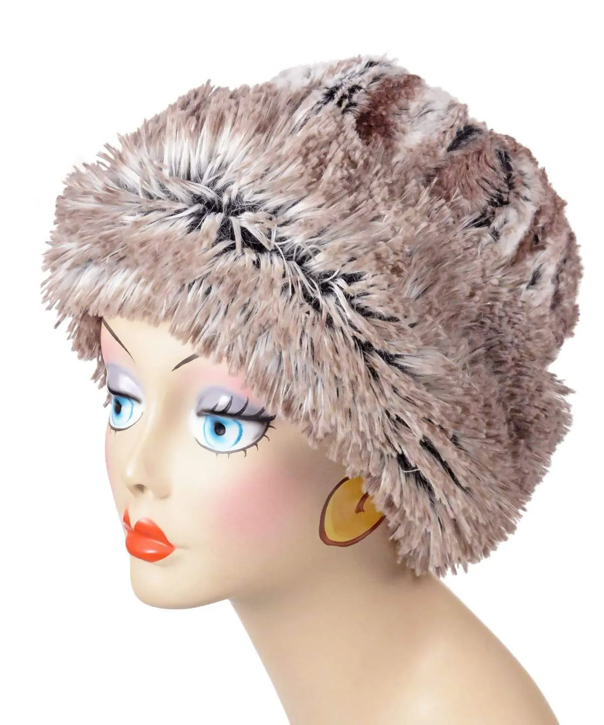 Faux Fur Beanie Hat - Luxury Faux Fur Birch Lined and Reversible