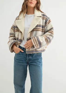 Faux-Sherling Plaid Jacket