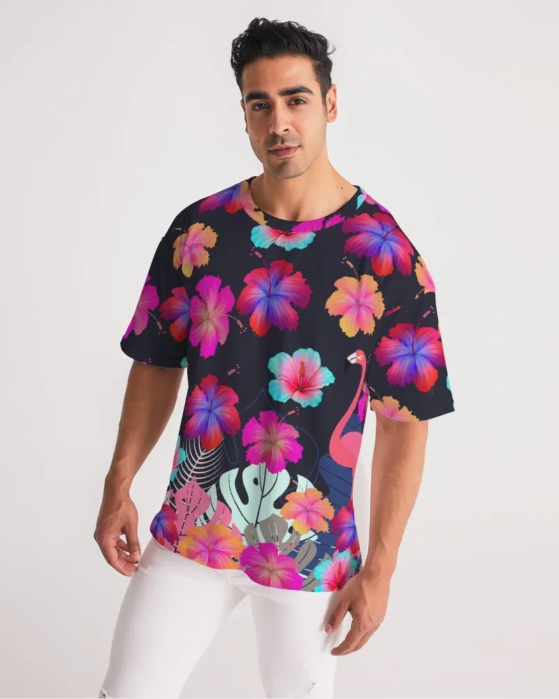 Floral Hibiscus Flamingos Men's Premium Tee