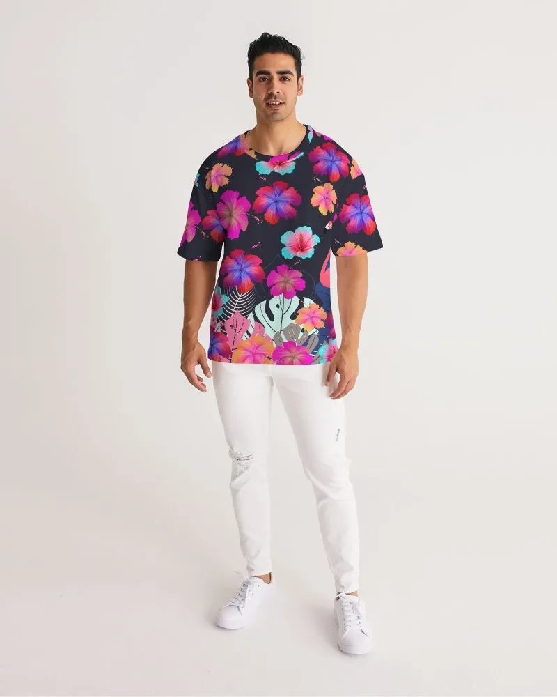 Floral Hibiscus Flamingos Men's Premium Tee