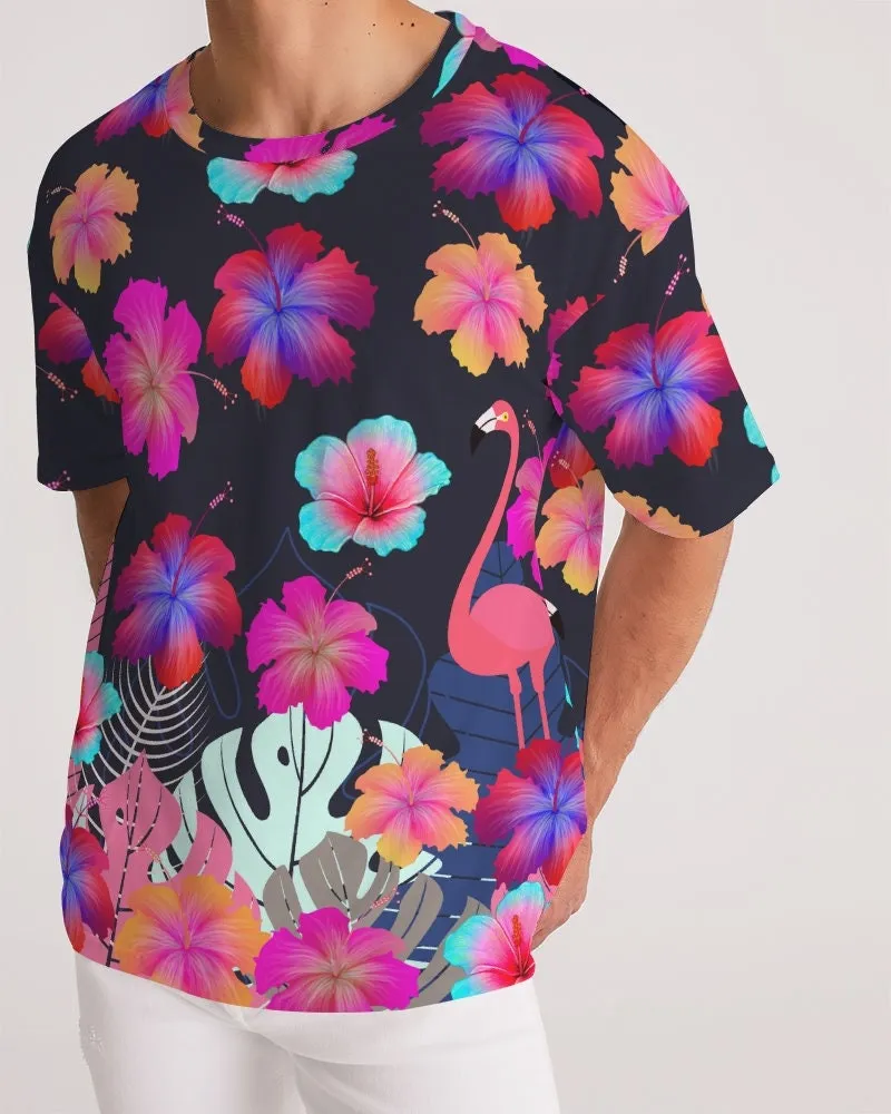 Floral Hibiscus Flamingos Men's Premium Tee