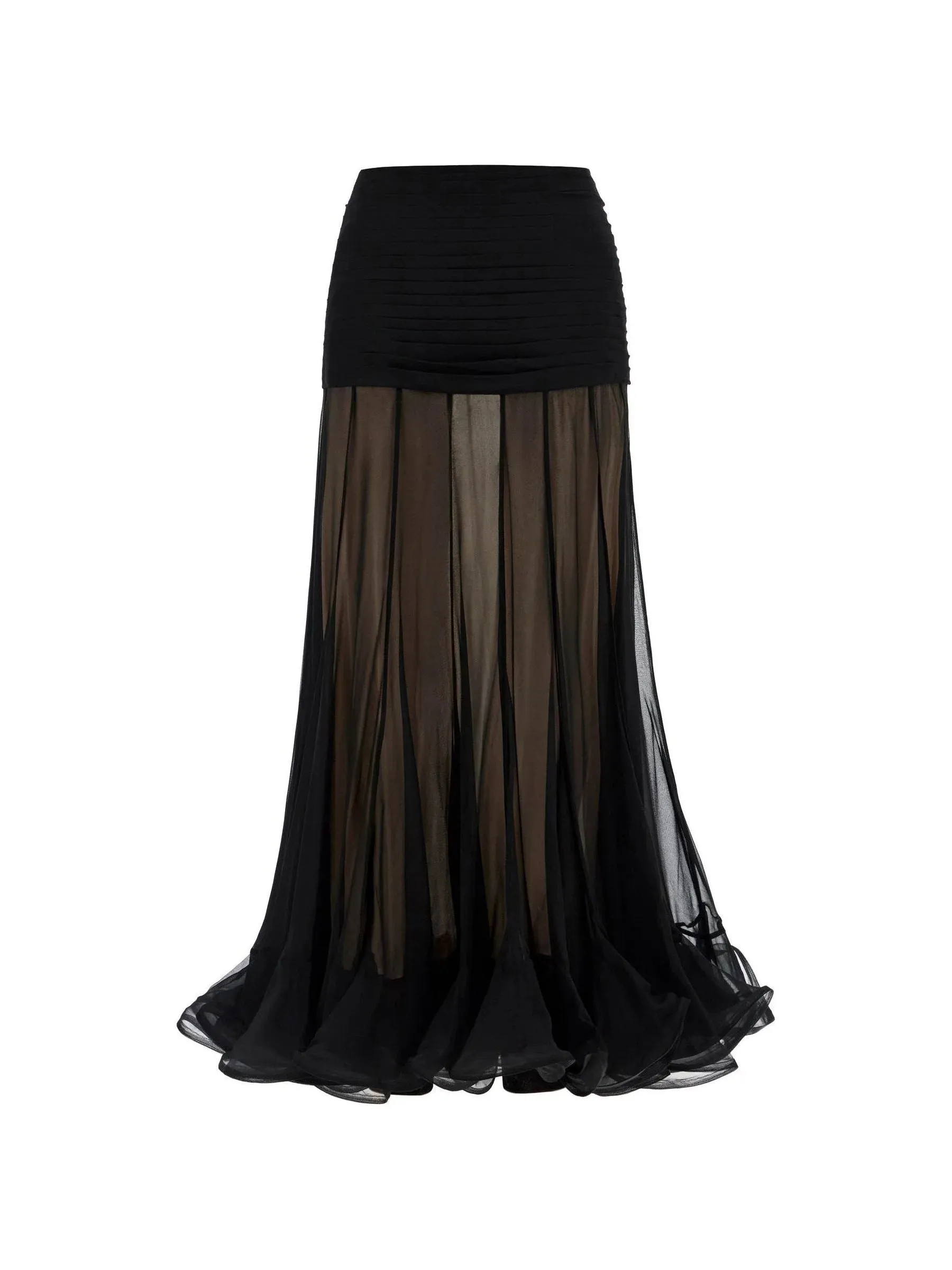 Flouce Silk Maxi Skirt