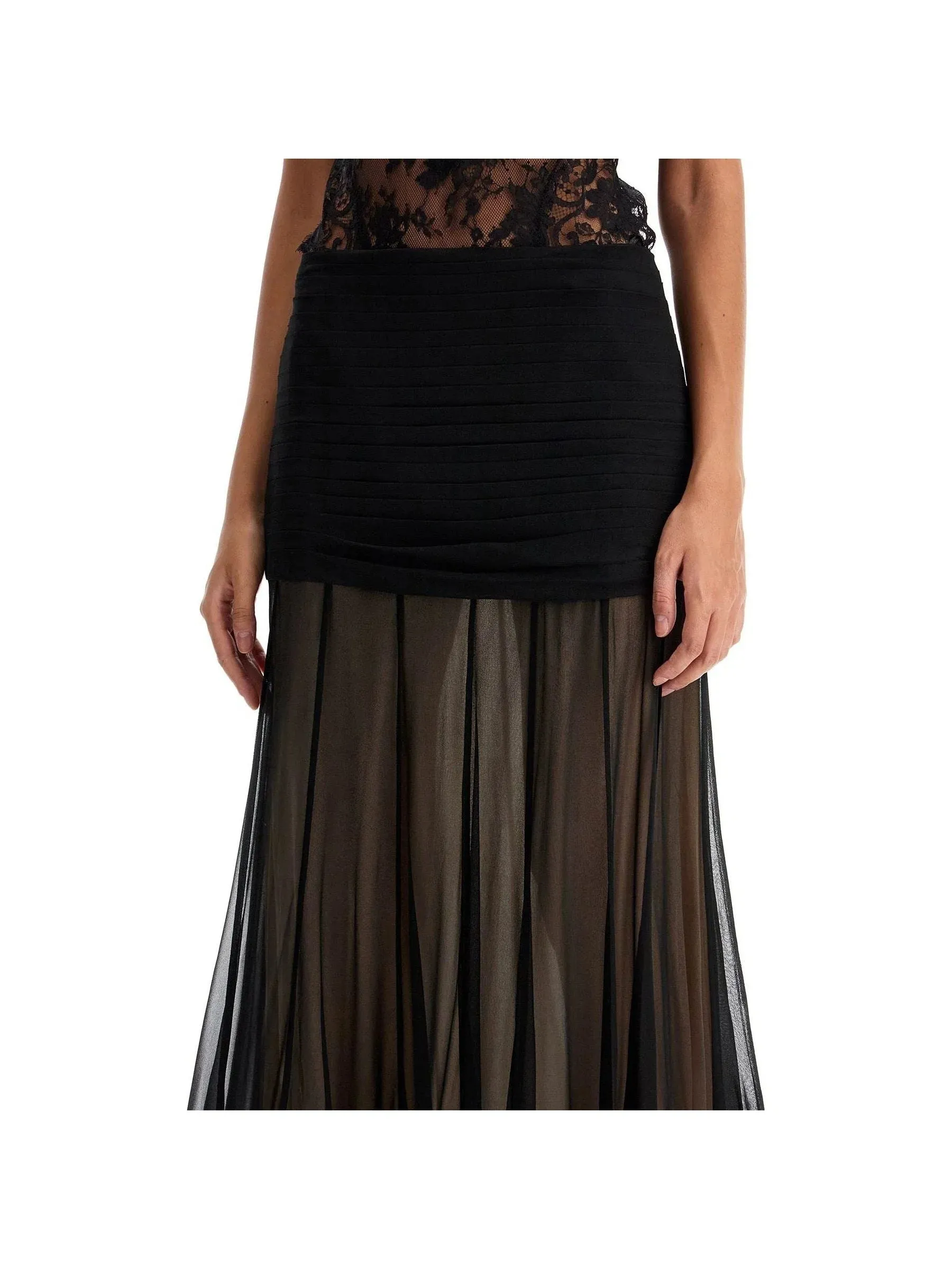 Flouce Silk Maxi Skirt