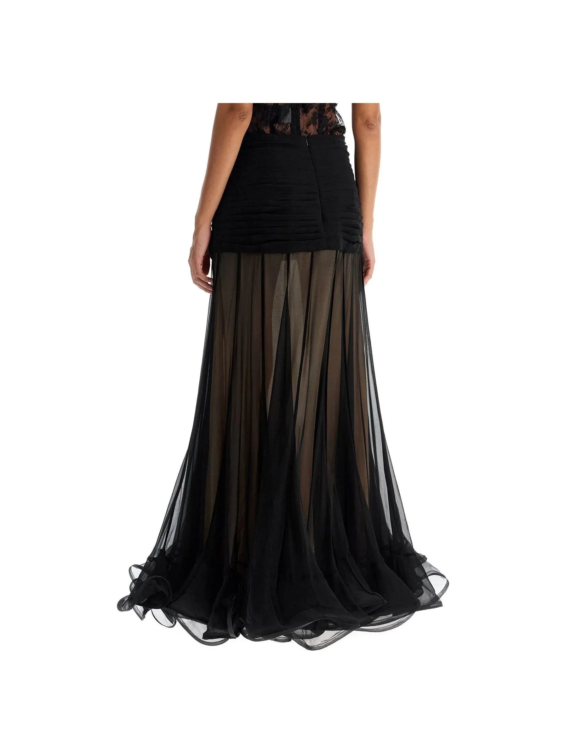 Flouce Silk Maxi Skirt