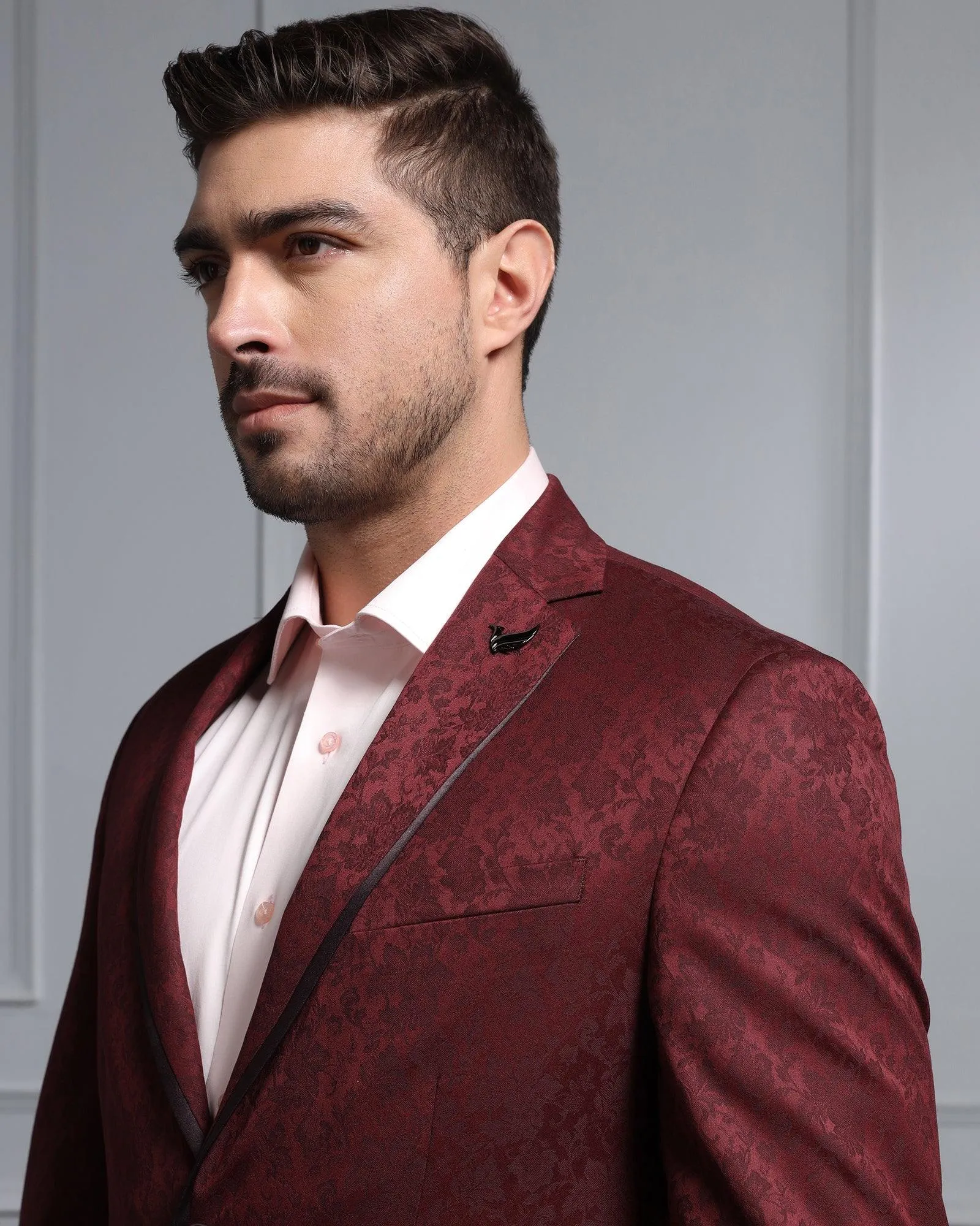 Formal Wine Printed Blazer - Carren