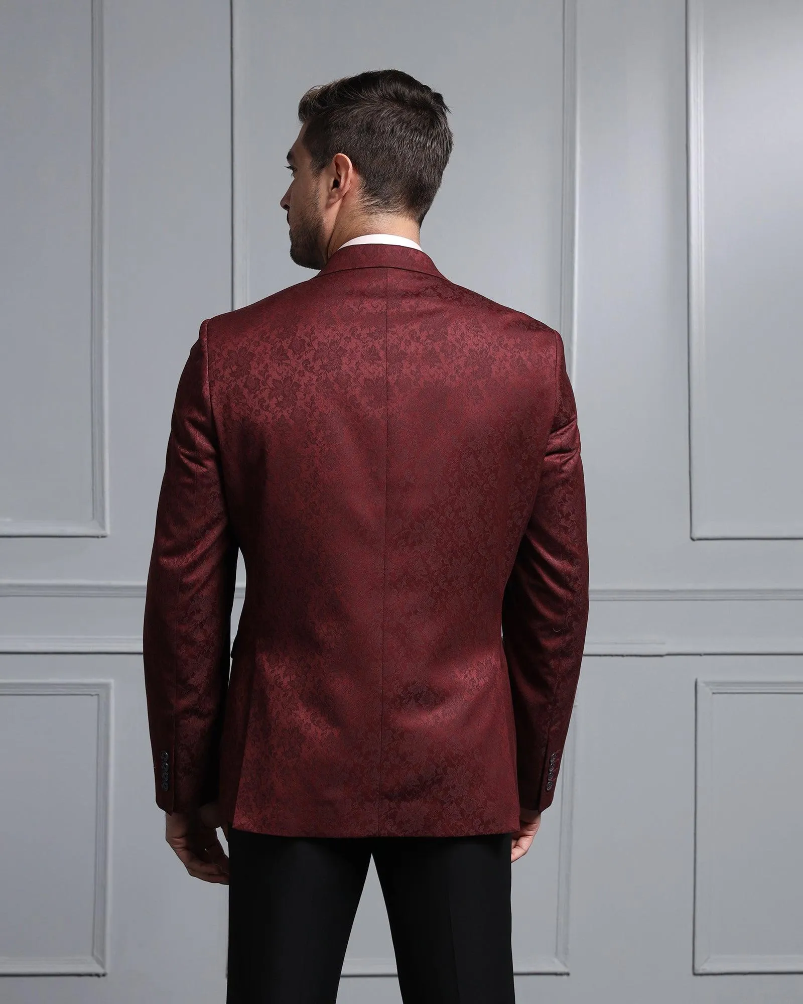 Formal Wine Printed Blazer - Carren