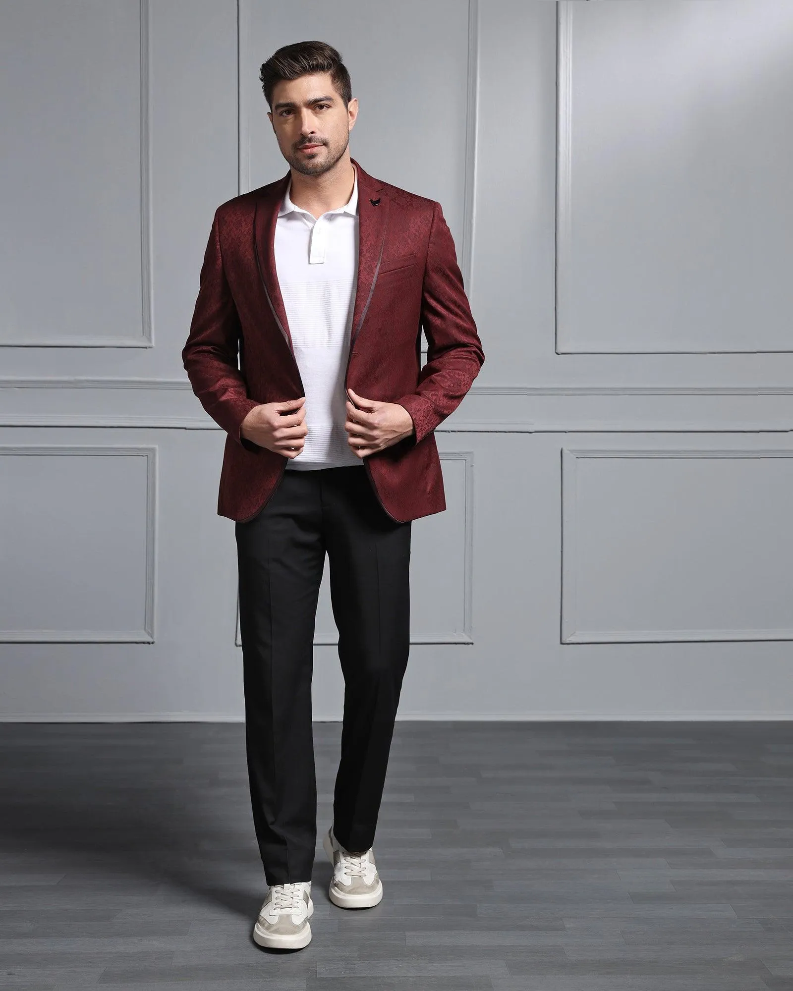 Formal Wine Printed Blazer - Carren