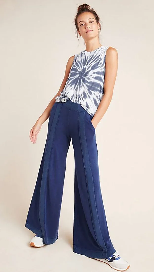 Free People Embers Wide Leg Pants Deep Navy