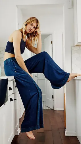 Free People Embers Wide Leg Pants Deep Navy