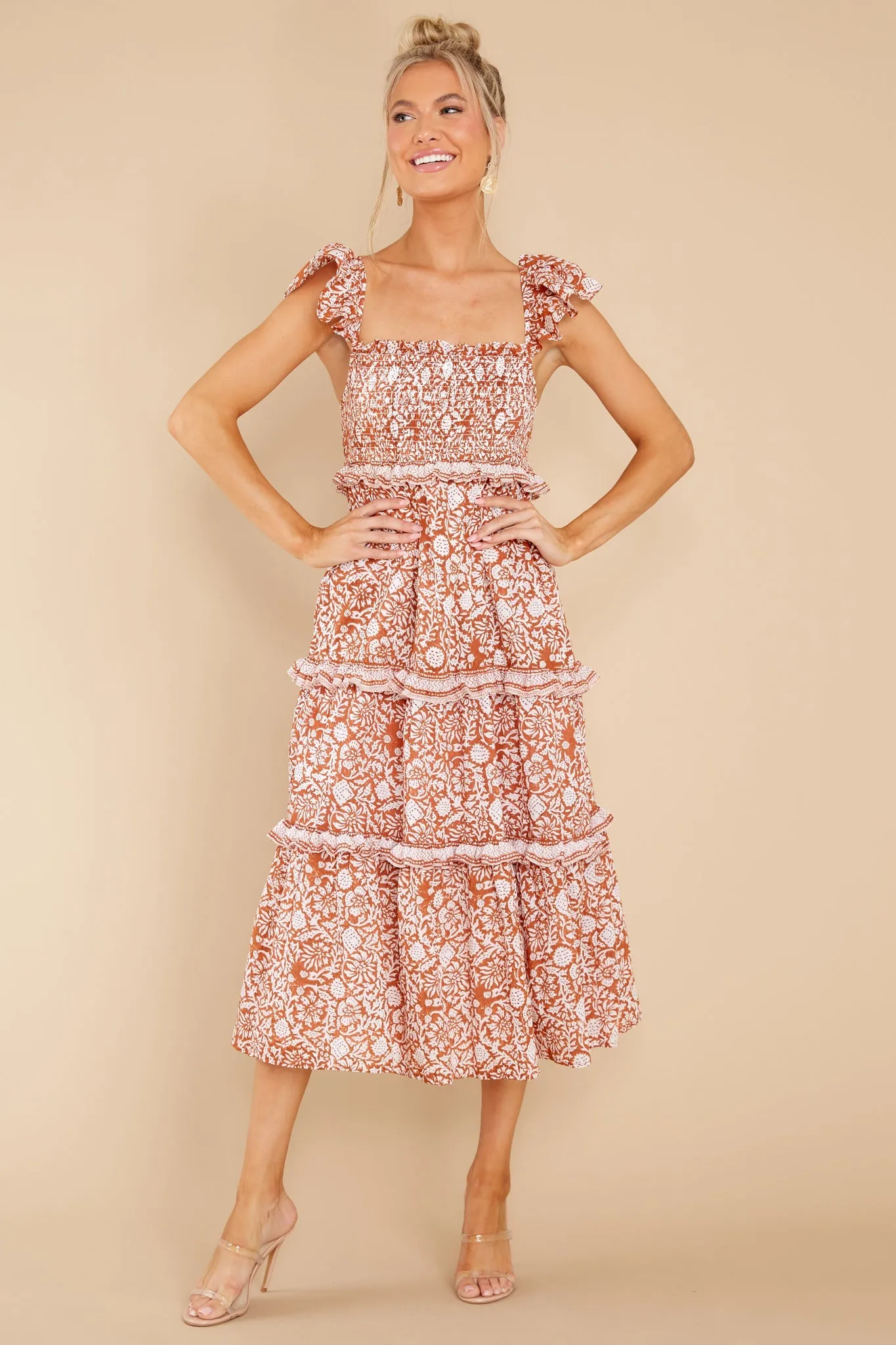 Frida Anila Block Print Midi Dress