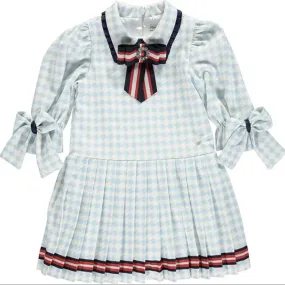 Girls Blue Houndstooth Dress