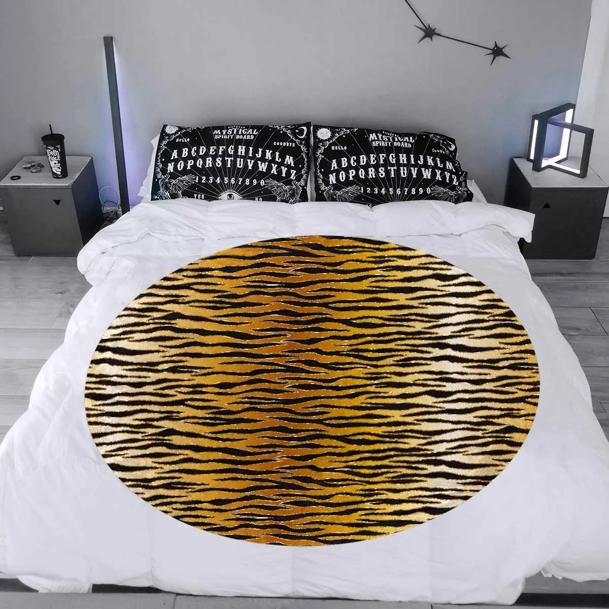 Glitter Gold Animal Print  Circular Micro Fleece Blanket 47"