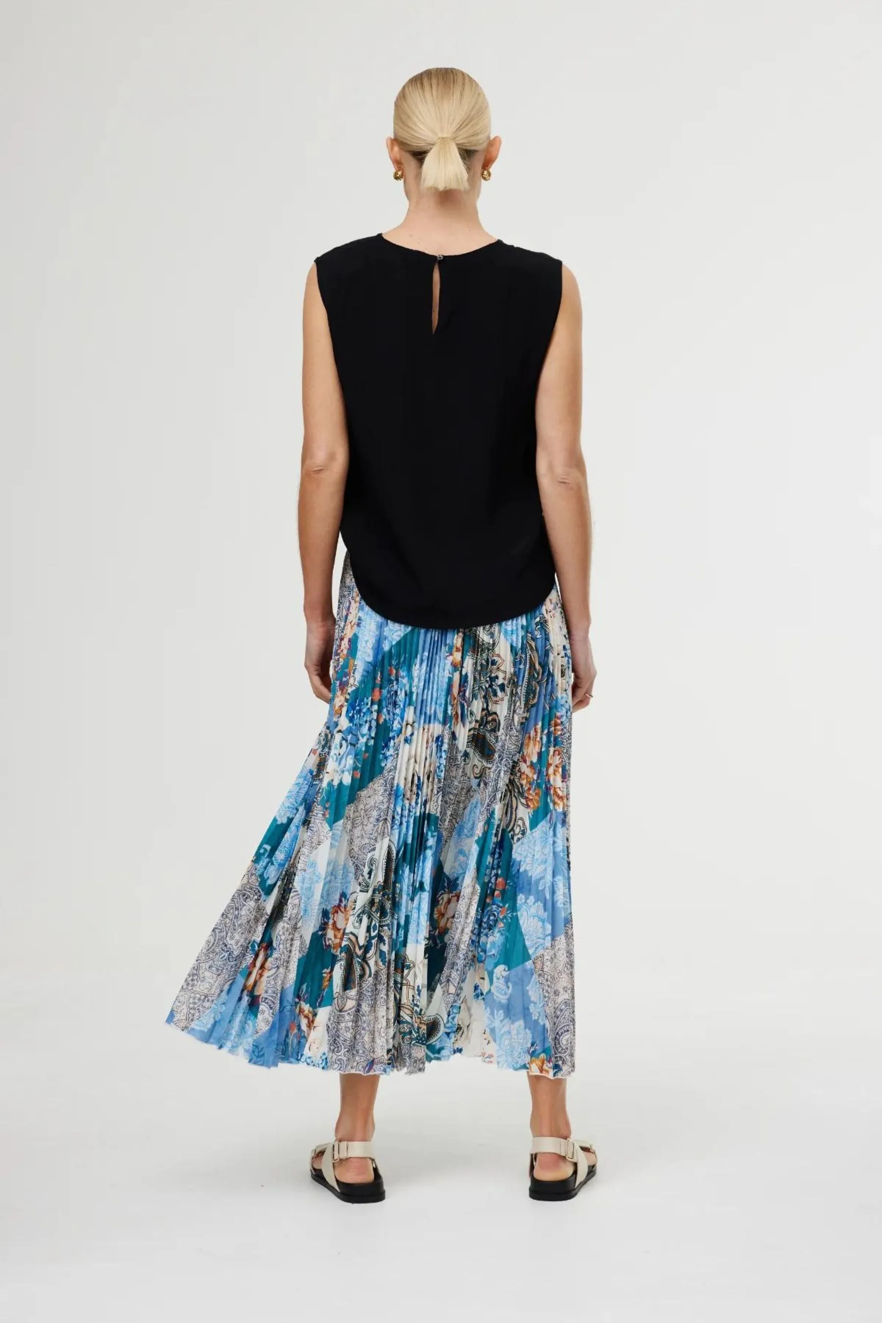 Goldie Skirt | Cyan Patchwork