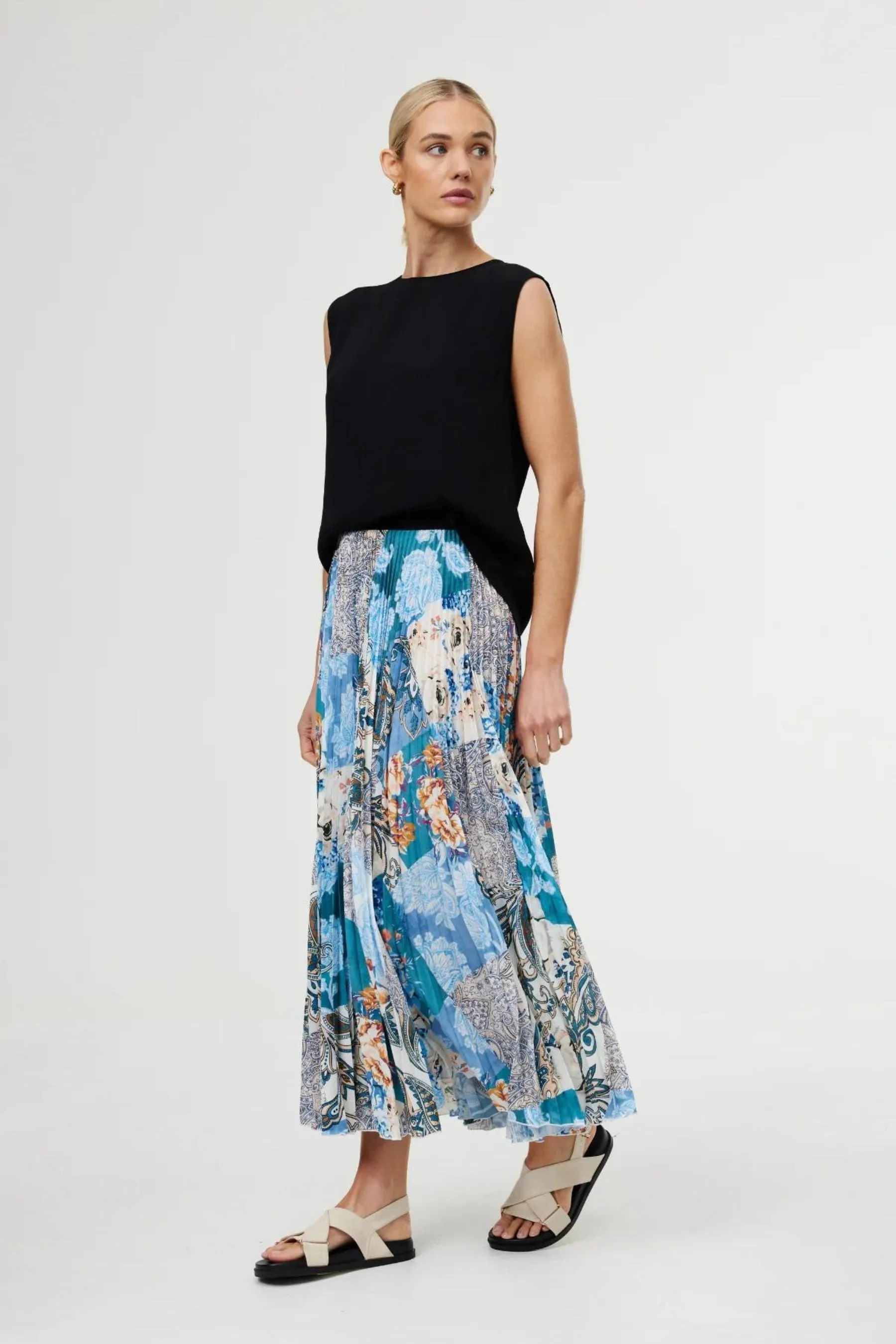 Goldie Skirt | Cyan Patchwork