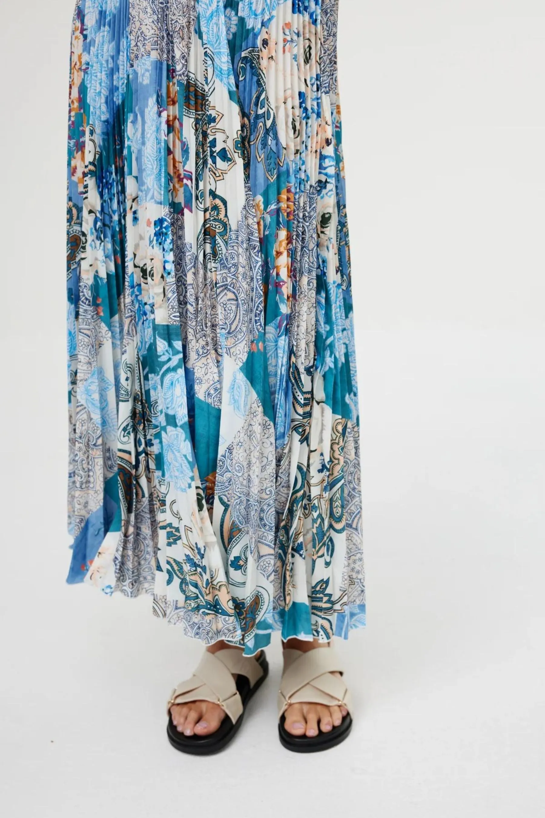 Goldie Skirt | Cyan Patchwork