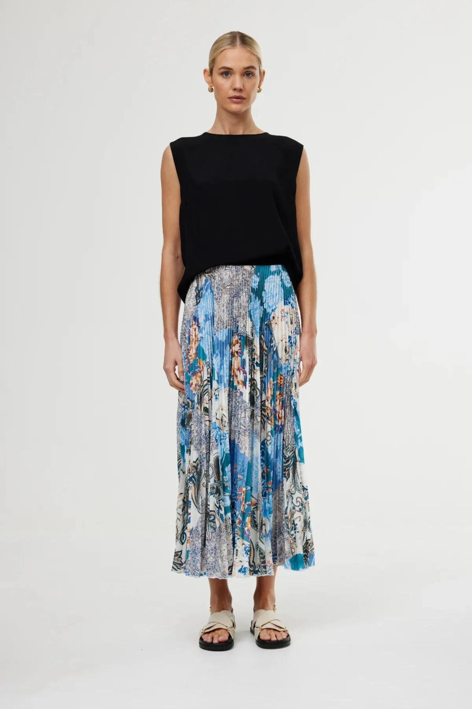 Goldie Skirt | Cyan Patchwork