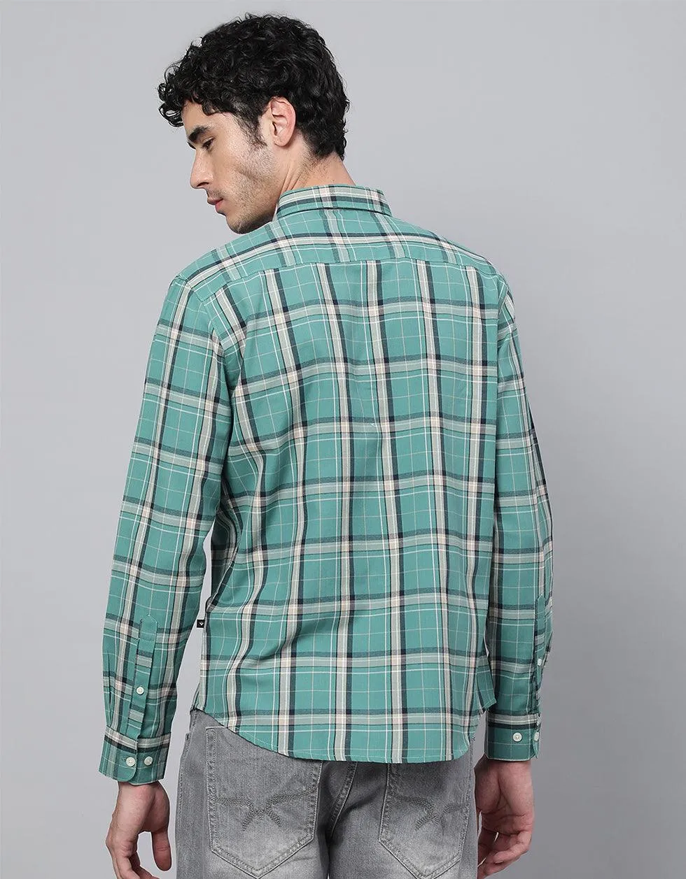 Green Checks Printed Shirt