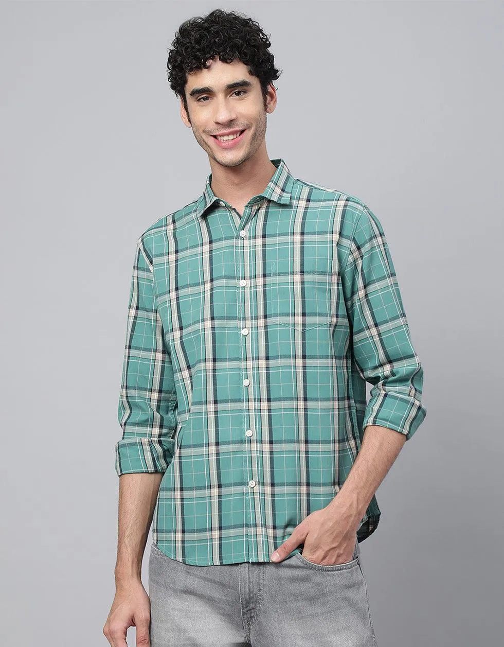 Green Checks Printed Shirt