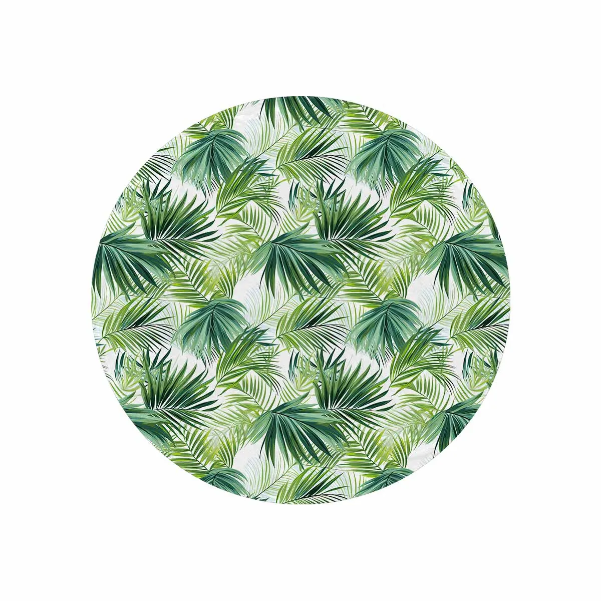 Green Palm Leaves  Circular Micro Fleece Blanket 47"