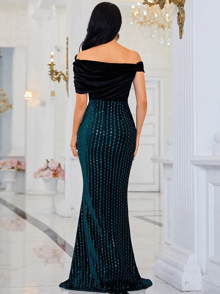 Green Sequin Evening Dress WY003