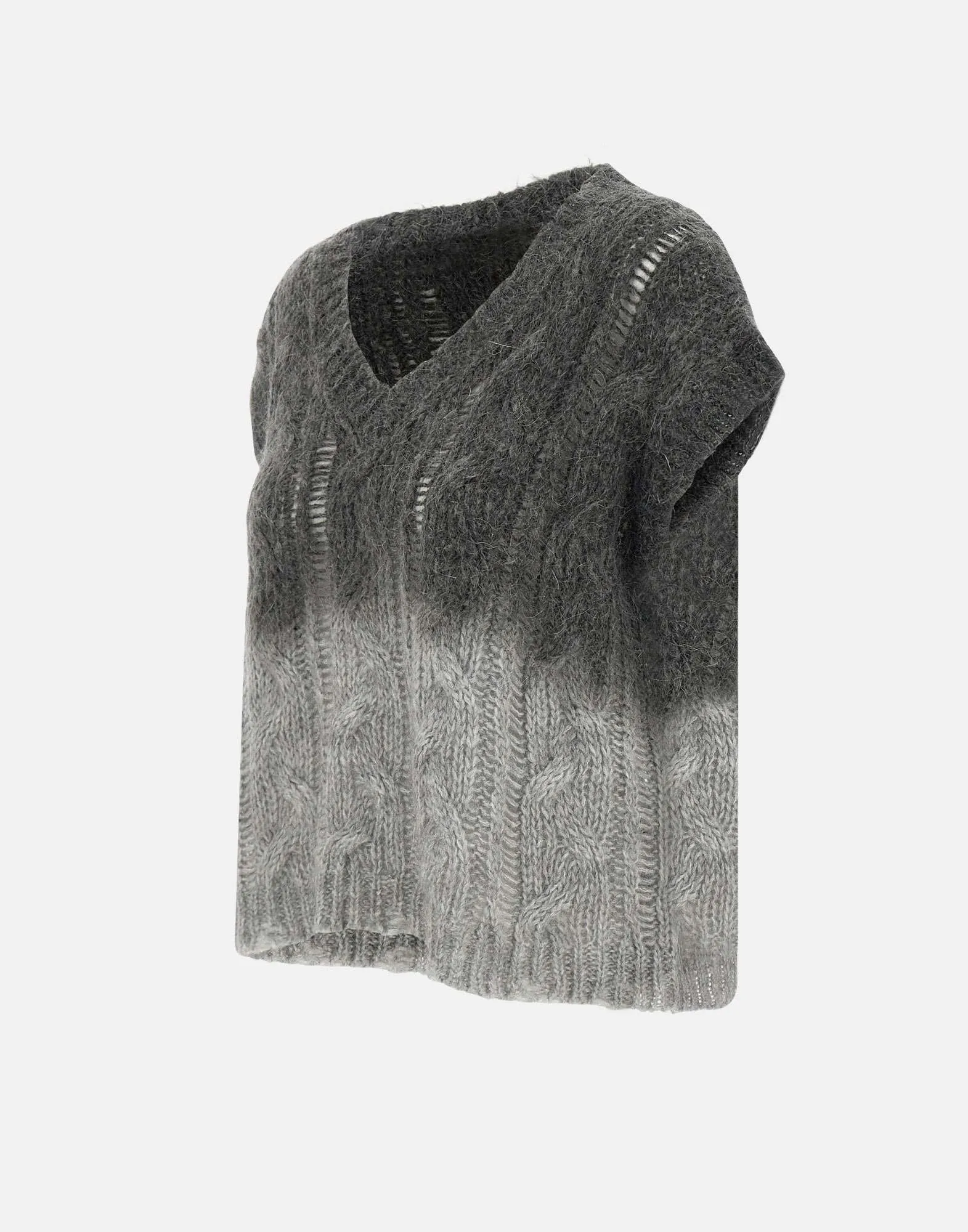 Grey Mohair Blend Gilet Sleeveless