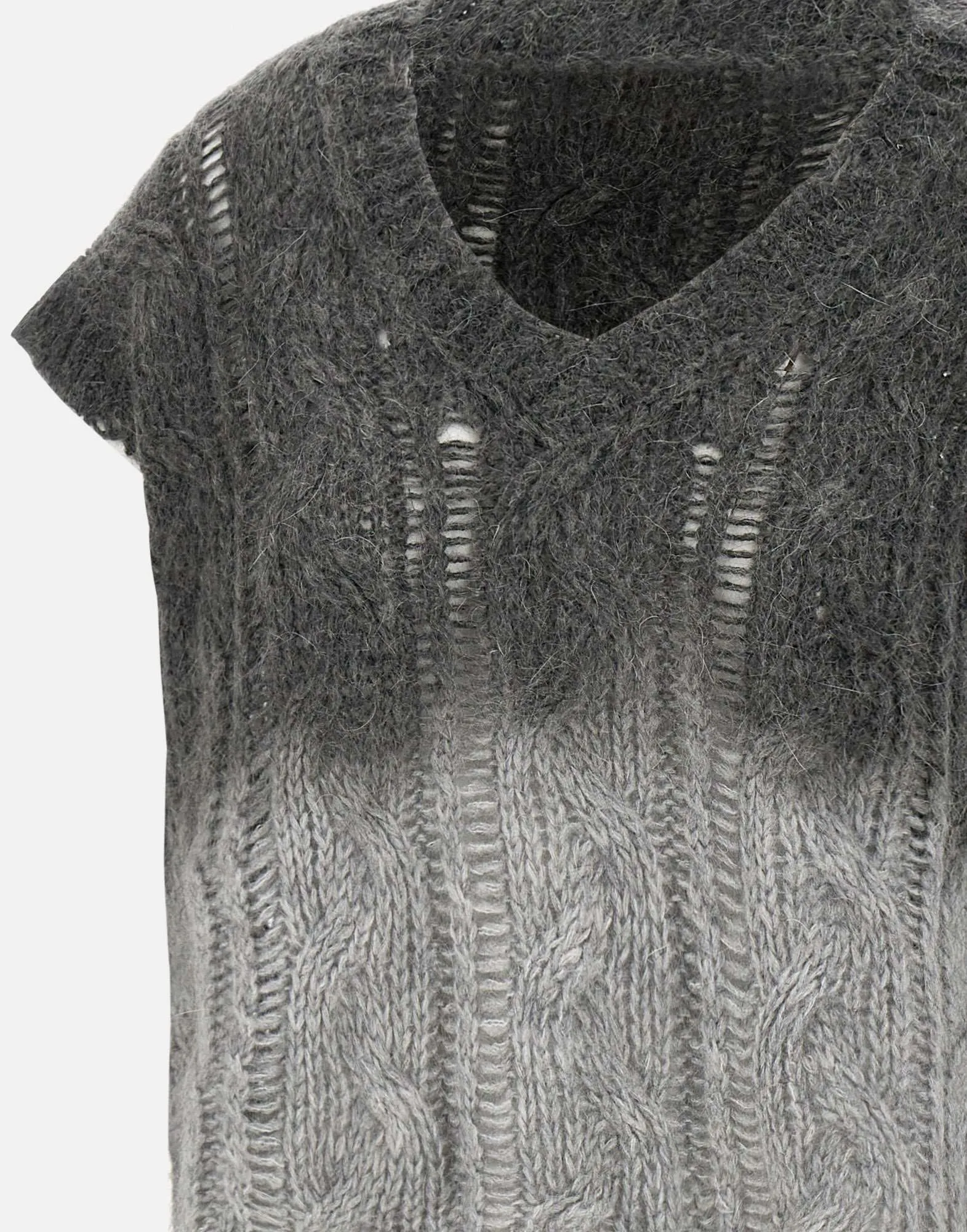 Grey Mohair Blend Gilet Sleeveless