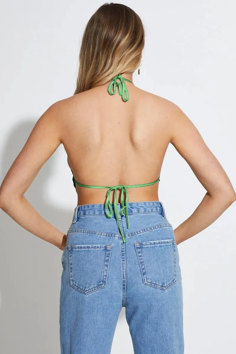 Halter Open Back Bandana Scarf Tie Top