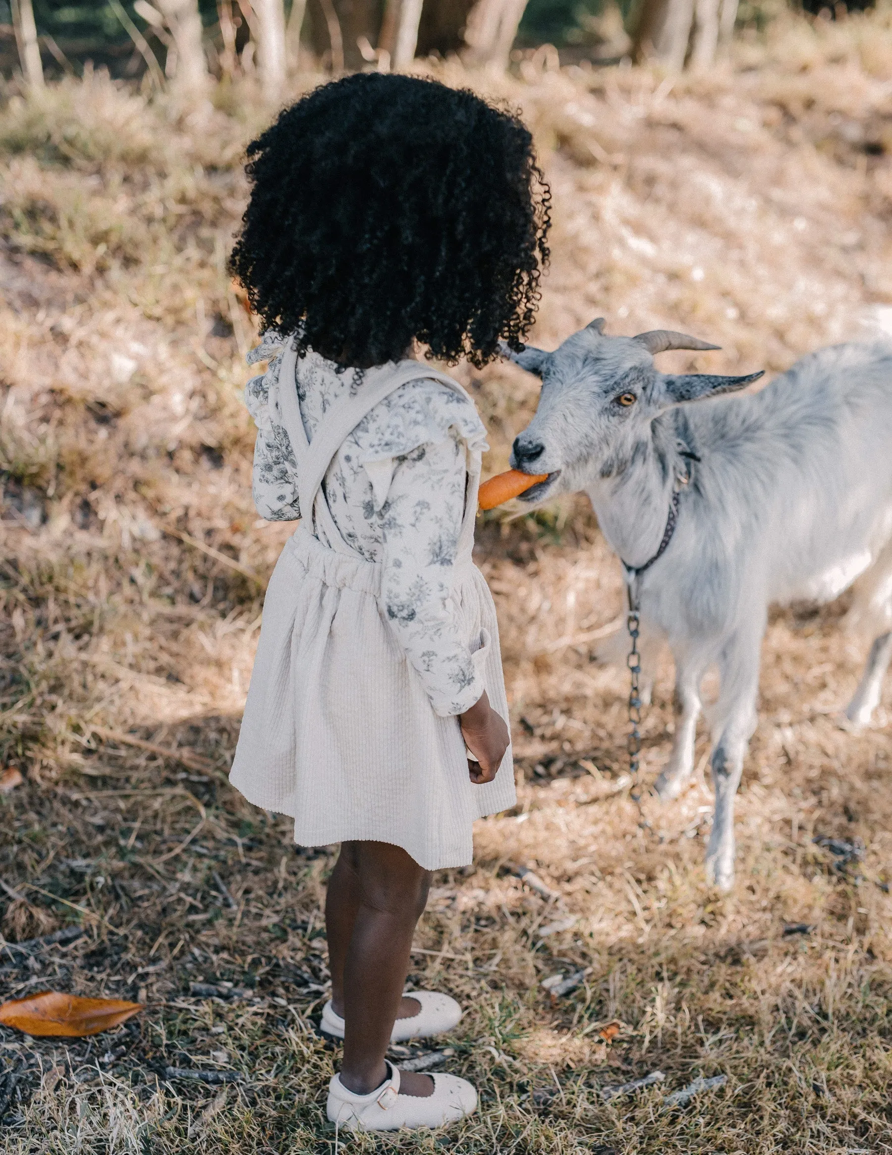 Hazel Corduroy Pinafore Dress - Eggshell