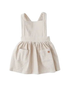 Hazel Corduroy Pinafore Dress - Eggshell